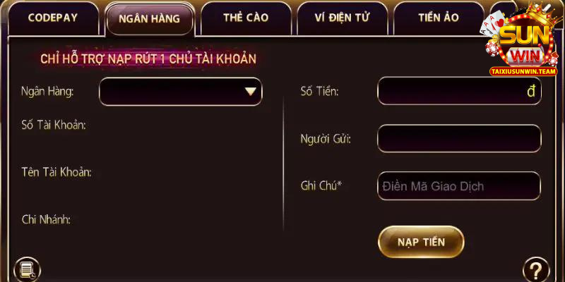 Nạp Tiền Qua Tài Khoản Ngân Hàng